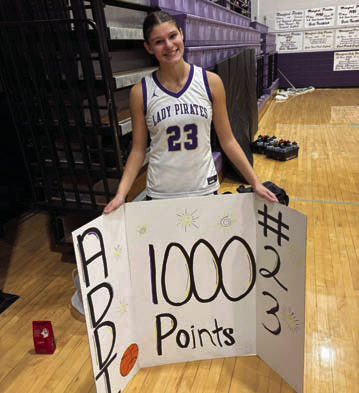 Junior Addison Pehrson reached a milestone few high school basketball players even get close to as she scored her 1,000th career point against the Cleveland Lady Tigers Tuesday. Photo by Adam Pehrson.