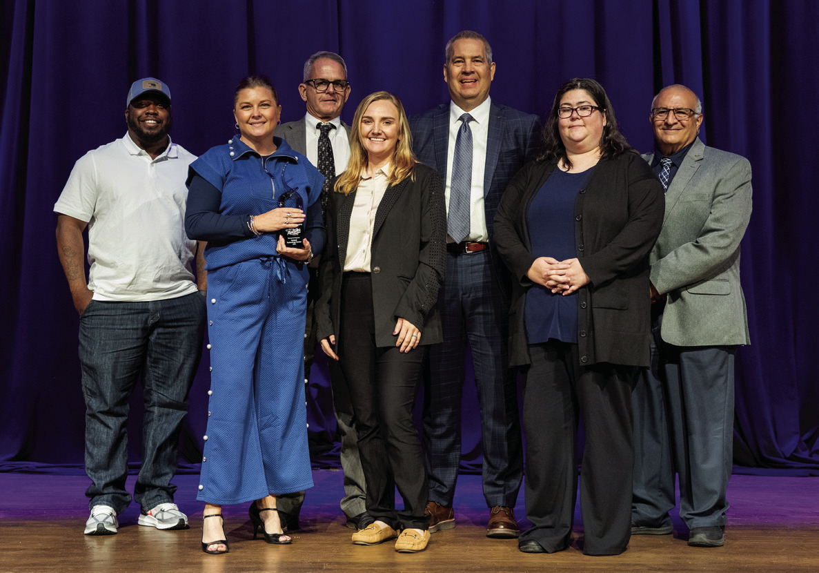 Central Tech honors Ardagh Glass as their 2026 Partners in Progress. Back row from left, Mark Cotner, Kent Burris, Joe Naifeh. Front row from left, Carl Stevenson, Katie Brown, Cacee Hendrick, Kelli Anfinson.