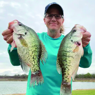 Lisa C. with white crappie caught at Keystone Lake