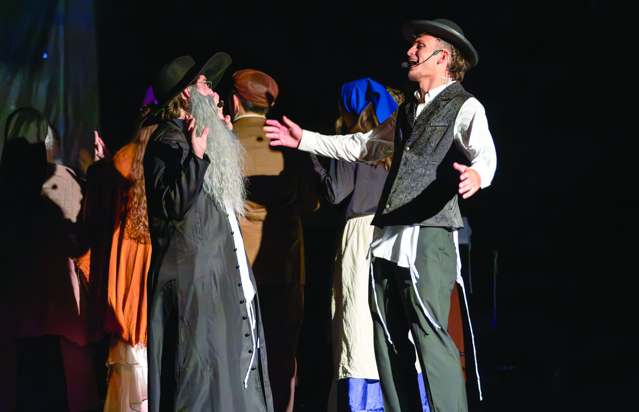 Ian Brown as Rabbi and Elijah Goode as dance captain during the Youth Theater production performed in Cleveland and Pawnee July 11 and 19. Outstanding young performers presenting acting, singing, and dancing in musicals for the 10th year. Photo by John Burns.