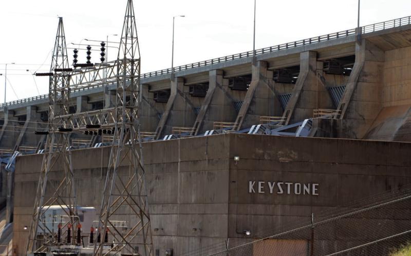 Keystone Lake Powerhouse is one of eight hydropower plants located within the Tulsa District. The plants have 22 hydropower units with a generating capacity of 525 megawatts. The power generated by the Tulsa District is part of the federal power marketed by the Southwestern Power Administration. Photo By Stacey Reese.