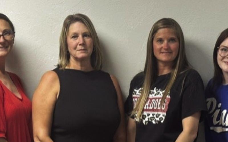 Pictured from left are Drumright City Clerk/Treasurer Shawna Jackson, Court Clerk/Deputy Clerk Kari McCarthy, and utility clerks Crystal Janzen and Tiffany Turnbow.