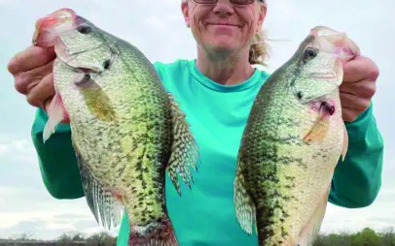 Lisa C. with white crappie caught at Keystone Lake
