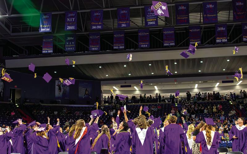 The Mannford Pirates class of 2026 celebrates their graduation at the Donald W. Reynolds Center in Tulsa Thursday, May 7. Photo by John Burns