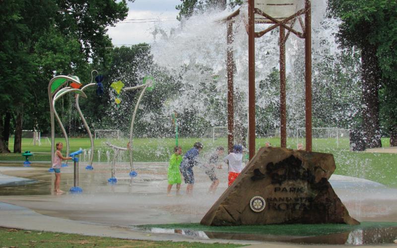 There was a big splash at the Super Splash park during the hotter weather of last week when the water bucket finally filled and drenched visitors.